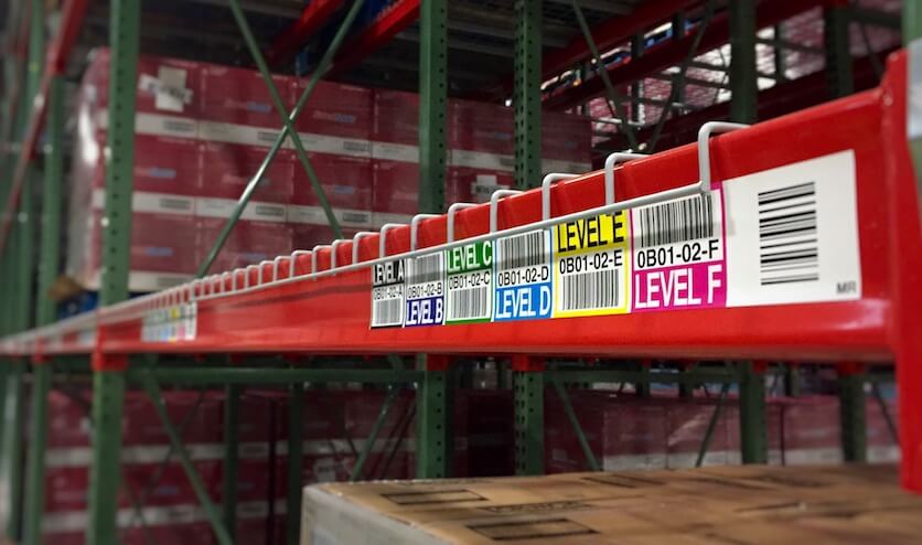 multilevel warehouse rack location label