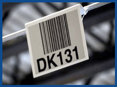 hanging warehouse location barcode sign