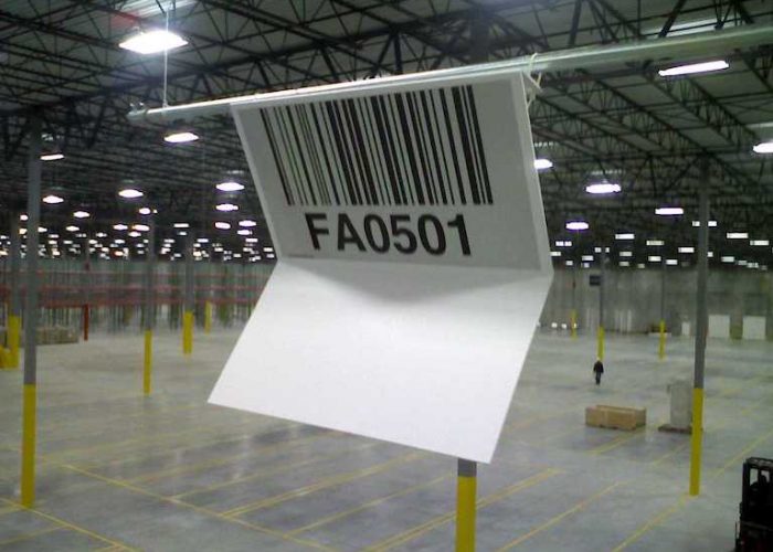 Z shaped warehouse location sign