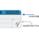 Calibration label showing protective laminate covering