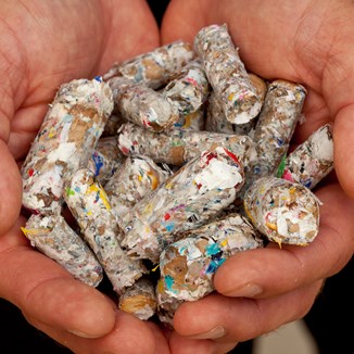 Fuel pellets from production waste