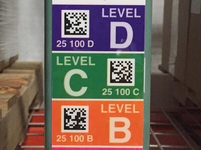 BullsEye ultra-durable vertical warehouse location label