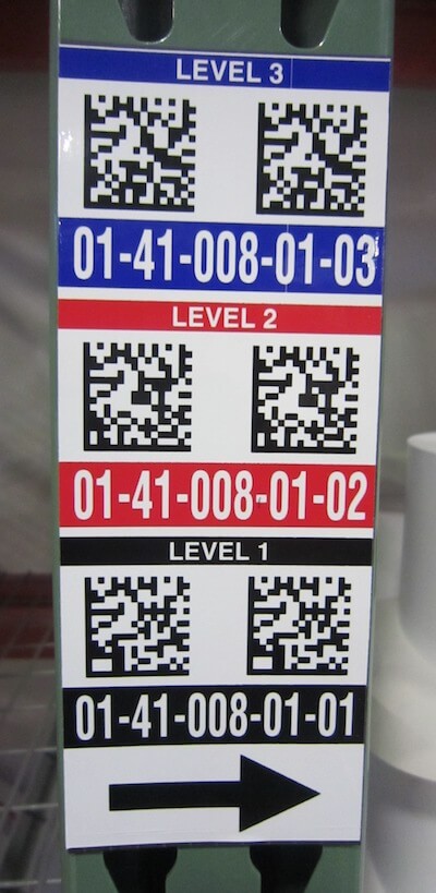 2D vertical warehouse location label