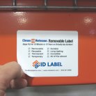 Clean Release removable warehouse label on rack beam