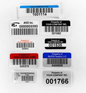 Barcoded asset tags