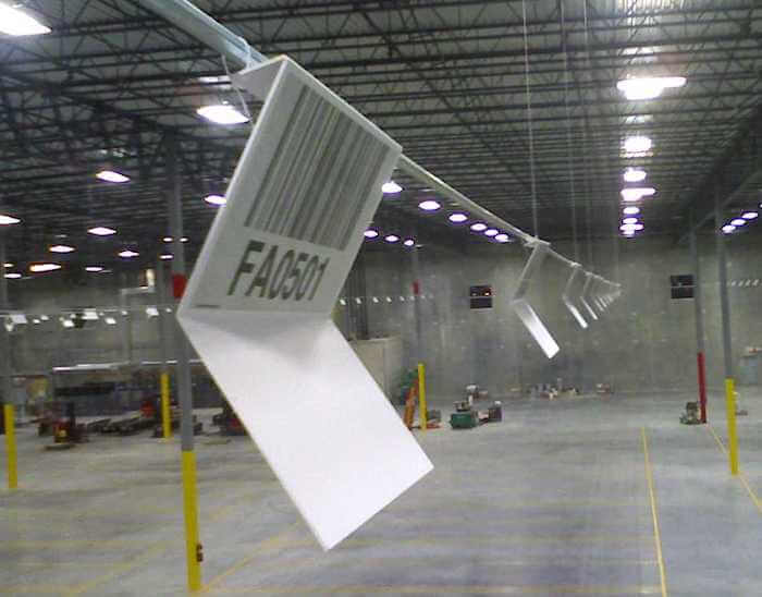 Z shaped warehouse location sign