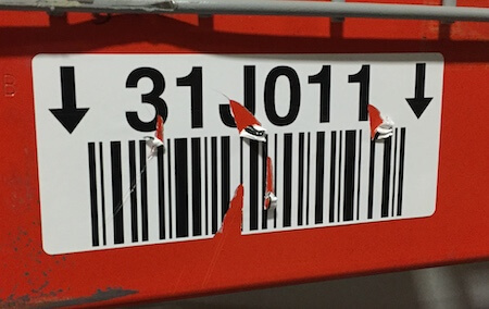 Warehouse label damaged by forklift