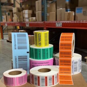 Multicolor warehouse pallet labels