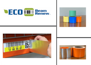 Multiple images of warehouse rack relabeling solution