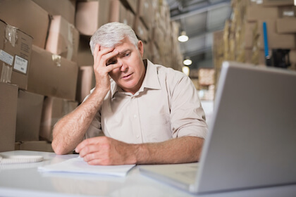 Worried warehouse manager