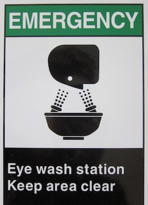 warehouse emergency wash sign