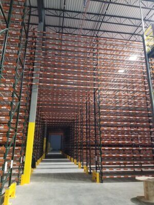 New warehouse rack tunnel with barcode labels