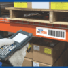 freezer-grade warehouse location label with barcode scanner